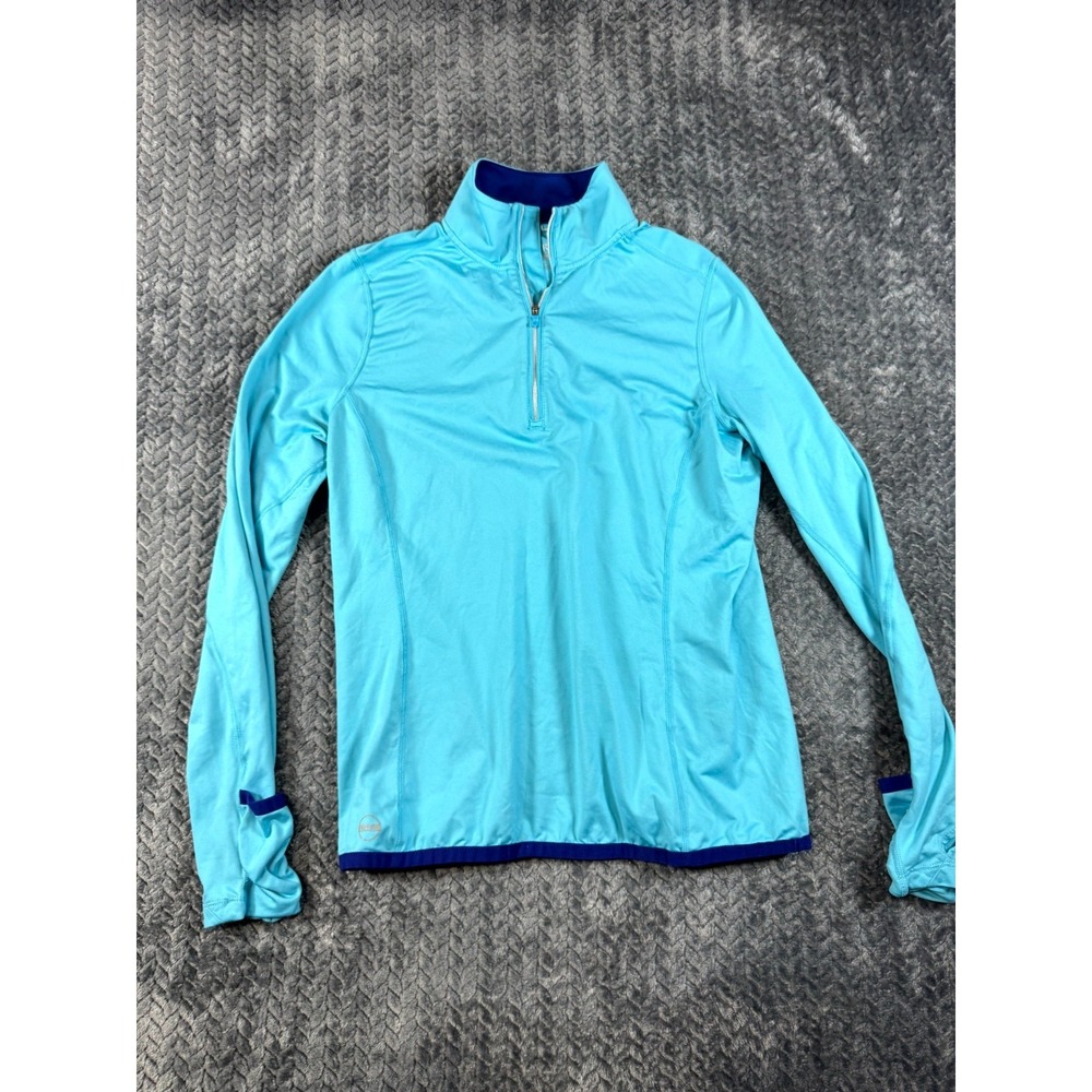 Lauren Ralph Lauren Active Jacket Women M Aqua Blue Thumbhole Sleeve Quarter Zip